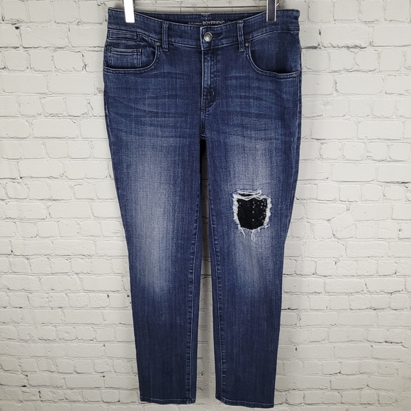 CHICO'S | The Platinum Boyfriend sequin patch jeans - Picture 4 of 9